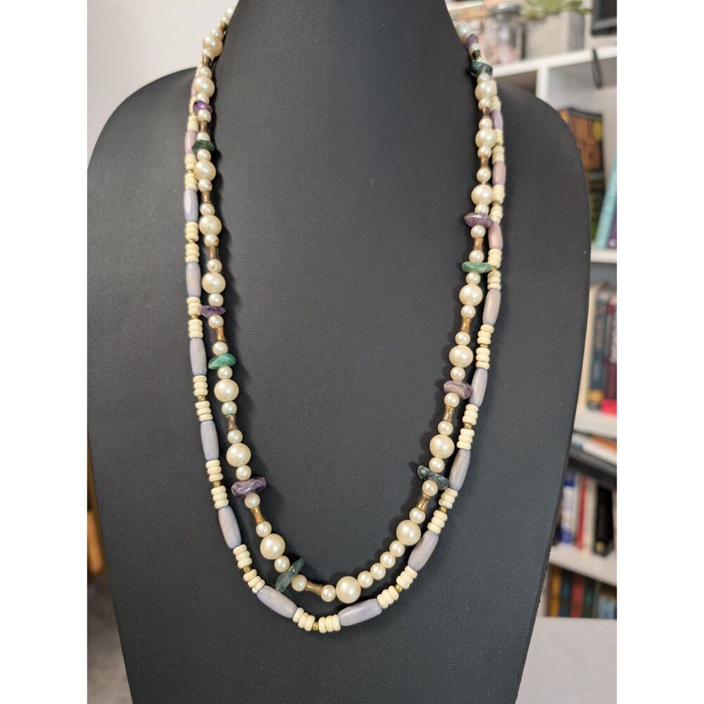 Vintage Pastel Artisan 2-Piece Coordinated Necklace Set